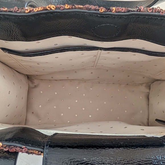 Kate Spade Black and Gold Sequin Shopper Style Tote Bag Leather Handles EUC - Picture 12 of 12